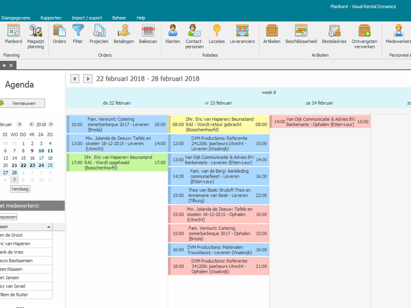 Agenda weergave planbord