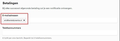 Notificaties betalingen e-mailadres